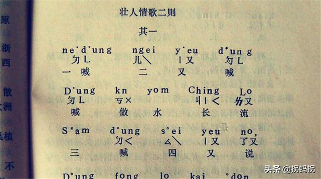 以拉丁字母为字母,以壮族北部方言为基础,以广西武鸣县的壮语语音为